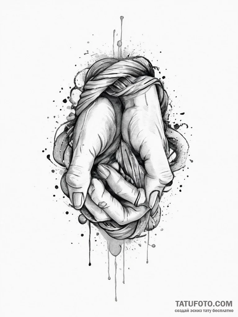 Tattoo sketch hands with a knot, tattoo line... - эскиз тату (№1756012074_0, 24.08.2025 05:07) — Tatufoto.com