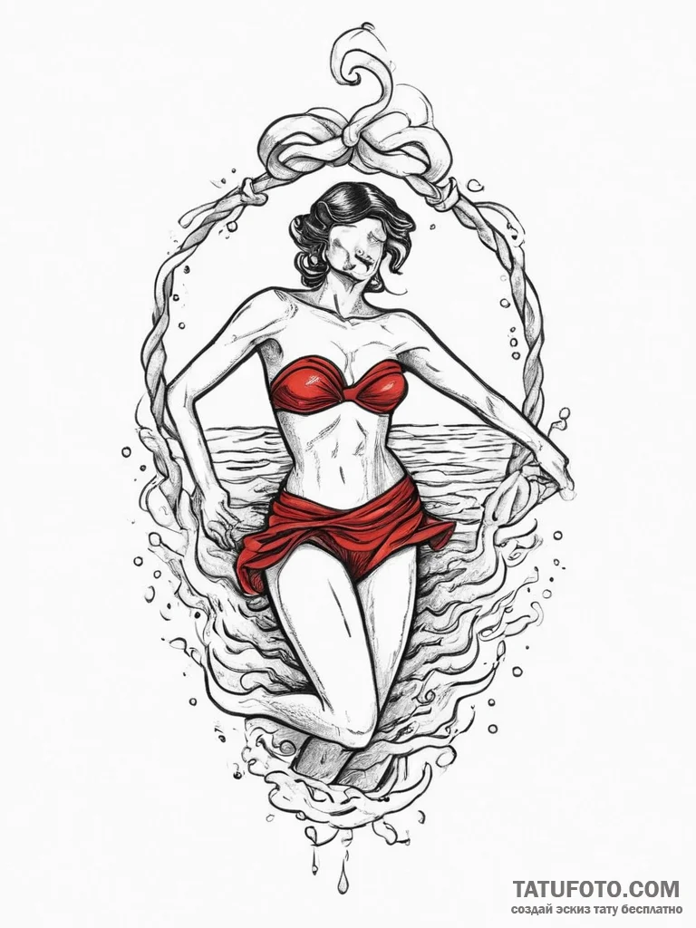 Tattoo sketch swimming person in water, tatto... - эскиз тату (№1756012468_0, 24.08.2025 05:14) — Tatufoto.com