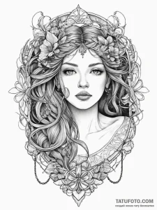 Conceptual, tattoo drawing outline, black and... - эскиз тату (№1756012866_0, 24.08.2025 05:21) — Tatufoto.com
