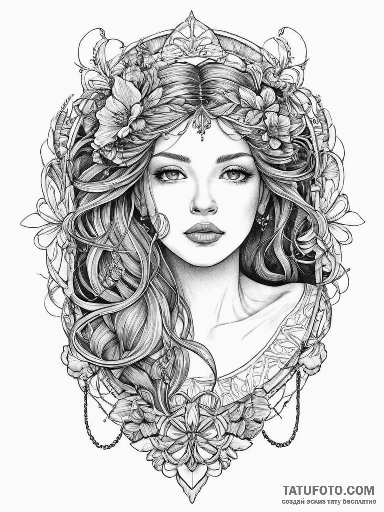 Conceptual, tattoo drawing outline, black and... - эскиз тату (№1756012866_0, 24.08.2025 05:21) — Tatufoto.com