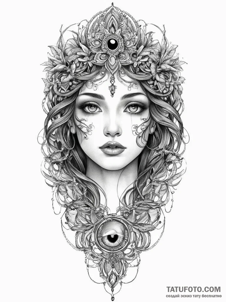 Tattoo sketch goddess eyes, tattoo sketch des... - эскиз тату (№1756014480_0, 24.08.2025 05:48) — Tatufoto.com