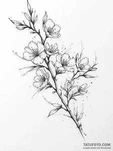 Tattoo sketch cherry blossom branch - эскиз тату (№1756017122_0, 24.08.2025 06:32) — Tatufoto.com