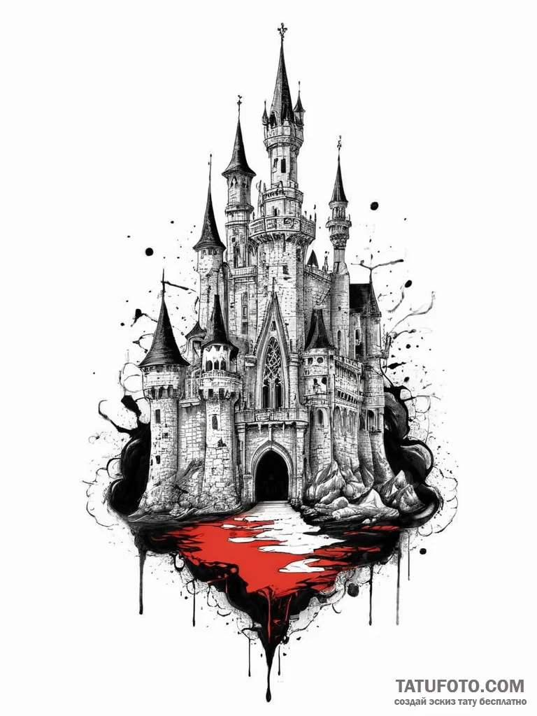 Tattoo sketch gothic старый замок, artistic t... - эскиз тату (№1756019933_0, 24.08.2025 07:18) — Tatufoto.com