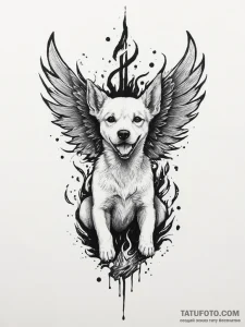 Tattoo sketch simargl, the winged dog, with f... - эскиз тату (№1756020933_0, 24.08.2025 07:35) — Tatufoto.com