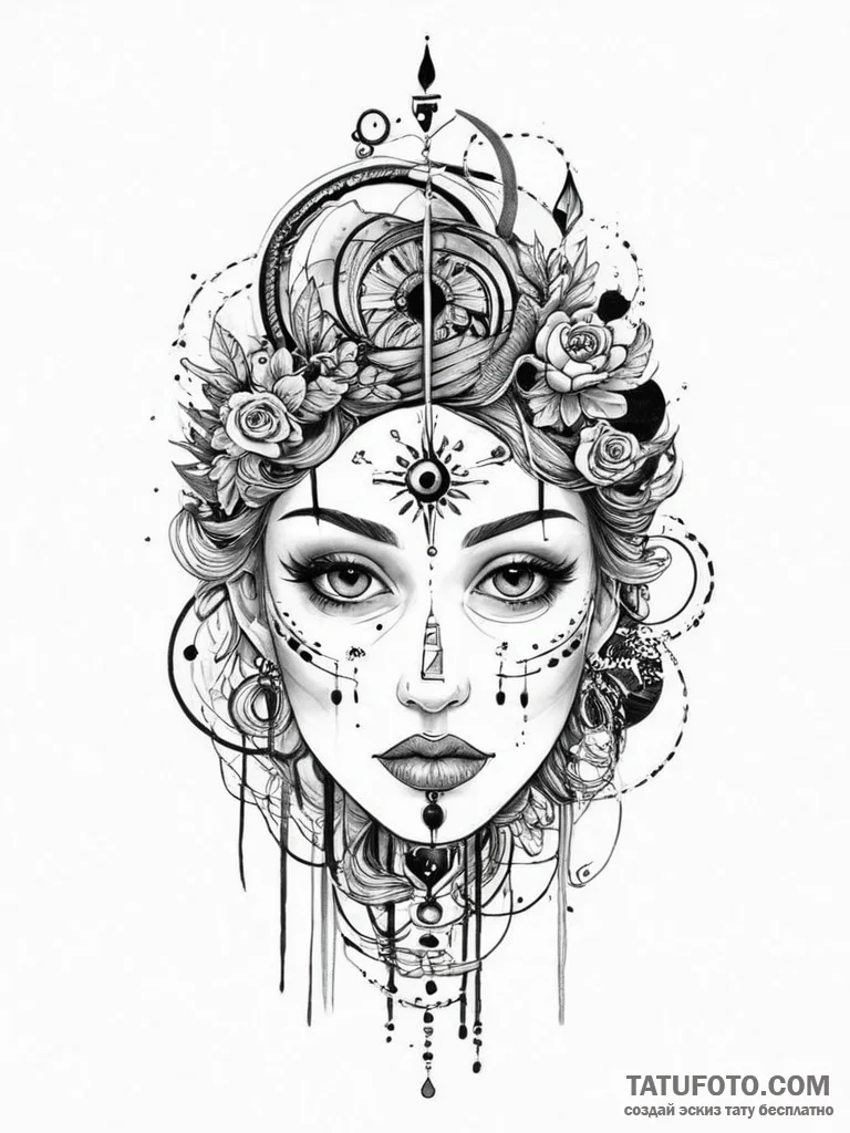 Tattoo sketch spiritual spirit, tattoo flash... - эскиз тату (№1756021140_0, 24.08.2025 07:39) — Tatufoto.com