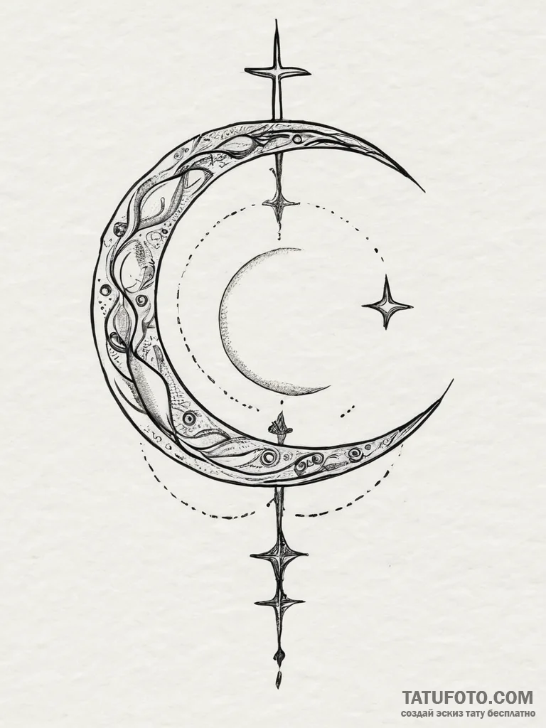 Tattoo sketch moon tattoo, tattoo sketch desi... - эскиз тату (№1756021537_0, 24.08.2025 07:45) — Tatufoto.com