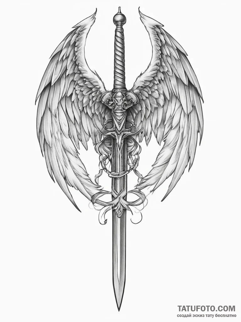 Tattoo sketch archangel sword, tattoo drawing... - эскиз тату (№1756022737_0, 24.08.2025 08:05) — Tatufoto.com