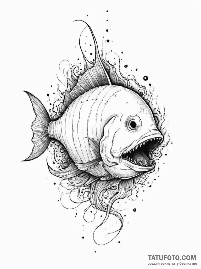 Tattoo sketch deep-sea anglerfish, tattoo lin... - эскиз тату (№1756023546_0, 24.08.2025 08:19) — Tatufoto.com