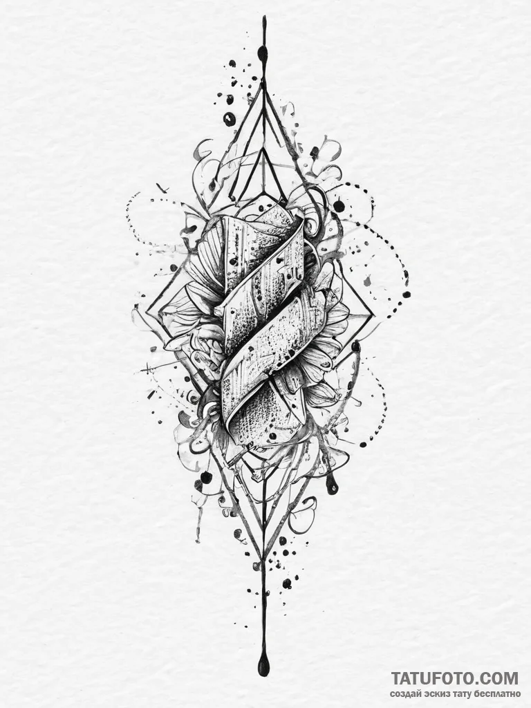 Tattoo sketch geometric phrase, ink illustrat... - эскиз тату (№1756024336_0, 24.08.2025 08:32) — Tatufoto.com