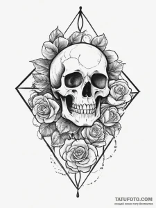 Tattoo sketch skull with an hourglass, tattoo... - эскиз тату (№1756024932_0, 24.08.2025 08:42) — Tatufoto.com