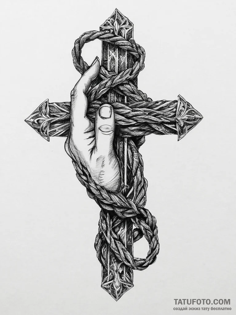 Tattoo sketch hands with a rope, tattoo drawi... - эскиз тату (№1756027341_0, 24.08.2025 09:22) — Tatufoto.com
