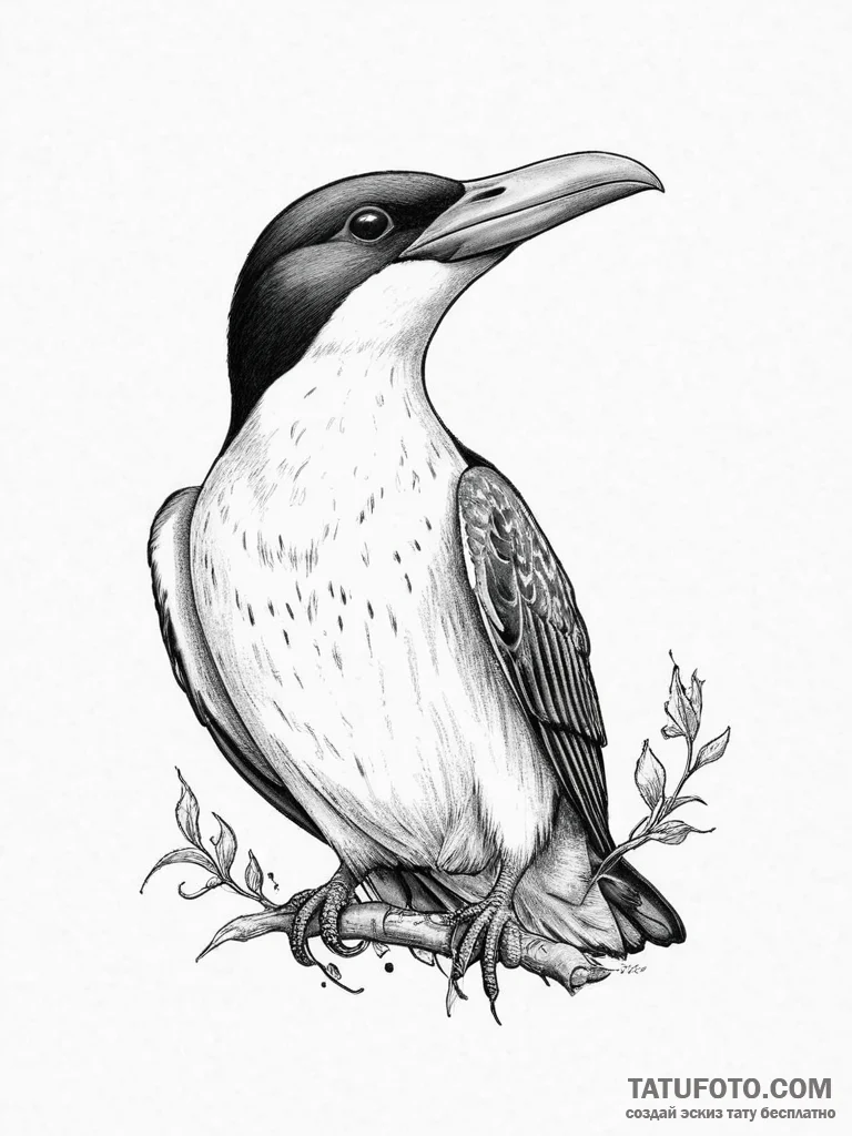 Tattoo sketch murre, tattoo sketch design, bl... - эскиз тату (№1756027944_0, 24.08.2025 09:32) — Tatufoto.com