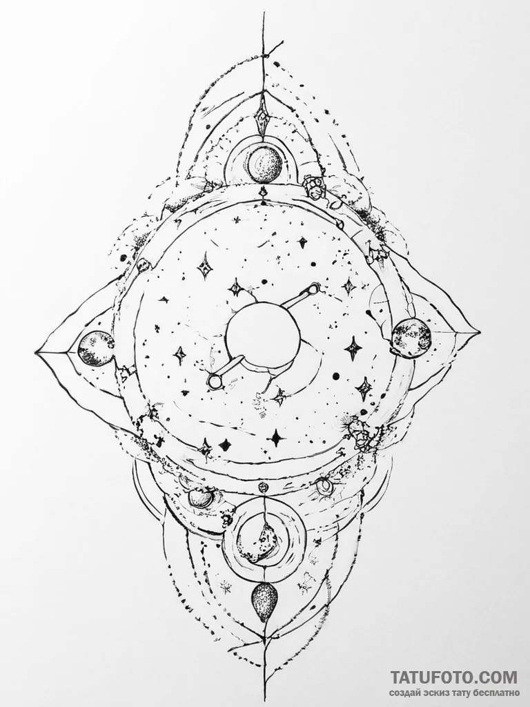 Tattoo sketch cosmic beginning - эскиз тату (№1756028747_0, 24.08.2025 09:45) — Tatufoto.com
