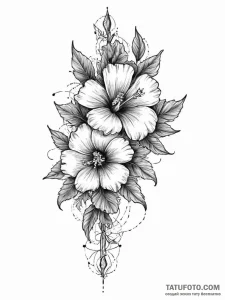 Tattoo sketch hollyhock flower, tattoo line a... - эскиз тату (№1756030544_0, 24.08.2025 10:15) — Tatufoto.com