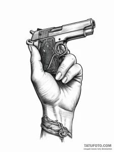 Tattoo sketch hands with a gun - эскиз тату (№1756031557_0, 24.08.2025 10:32) — Tatufoto.com