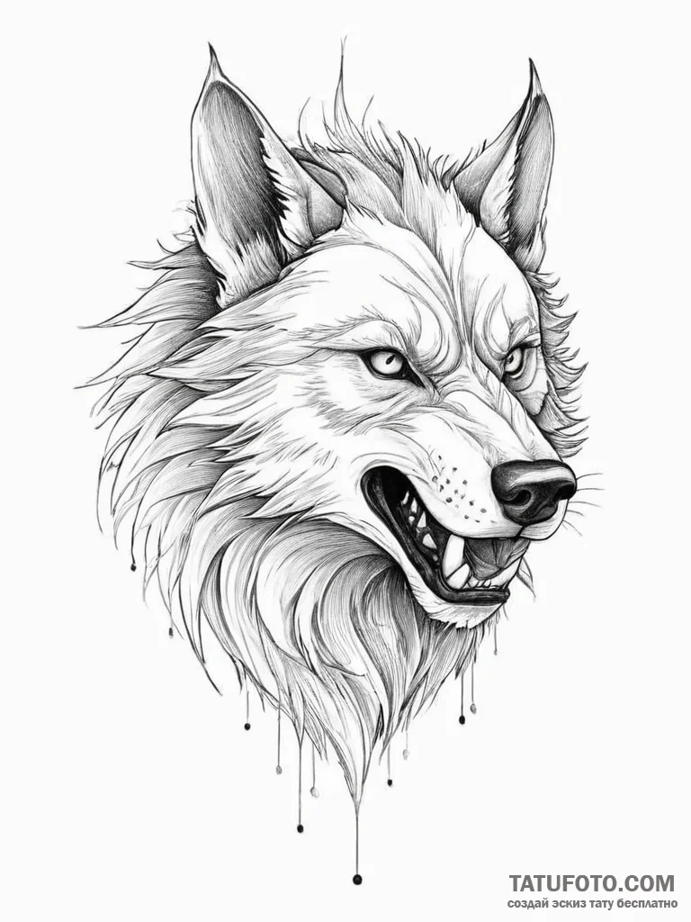 Tattoo sketch werewolf - эскиз тату (№1756032960_0, 24.08.2025 10:56) — Tatufoto.com