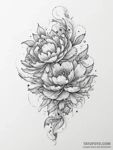 Tattoo sketch peony flower, concept art for t... - эскиз тату (№1756033178_0, 24.08.2025 10:59) — Tatufoto.com