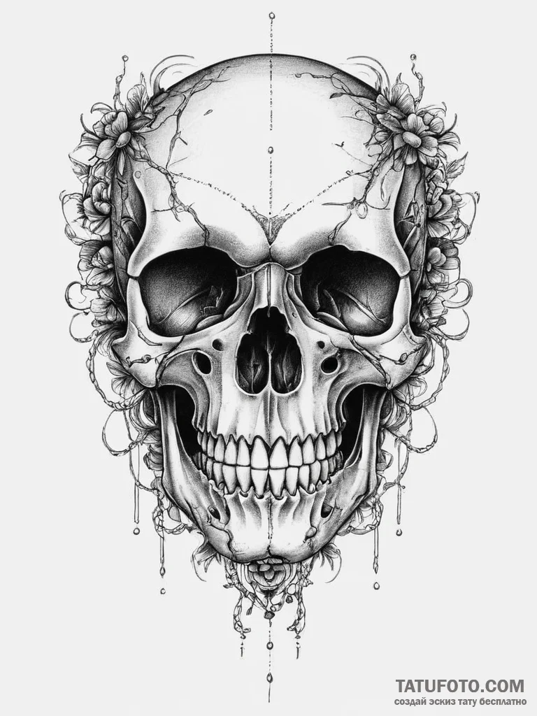 Tattoo sketch bio-mechanical череп, artistic... - эскиз тату (№1756033784_0, 24.08.2025 11:09) — Tatufoto.com