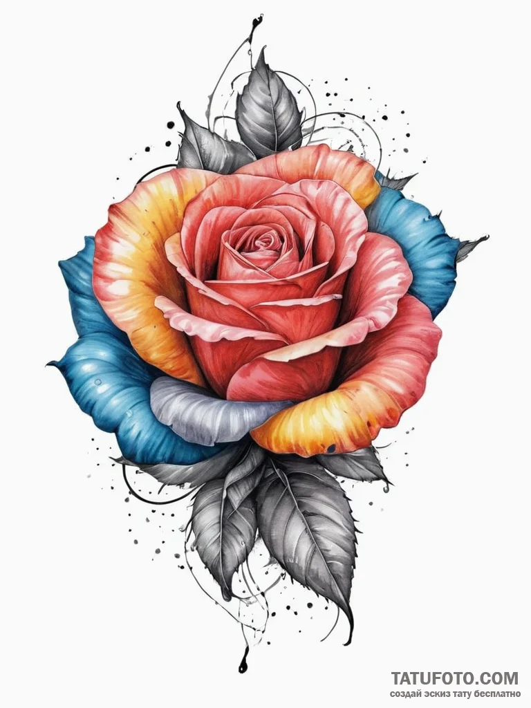 Tattoo sketch watercolor роза, tattoo sketch... - эскиз тату (№1756033985_0, 24.08.2025 11:13) — Tatufoto.com