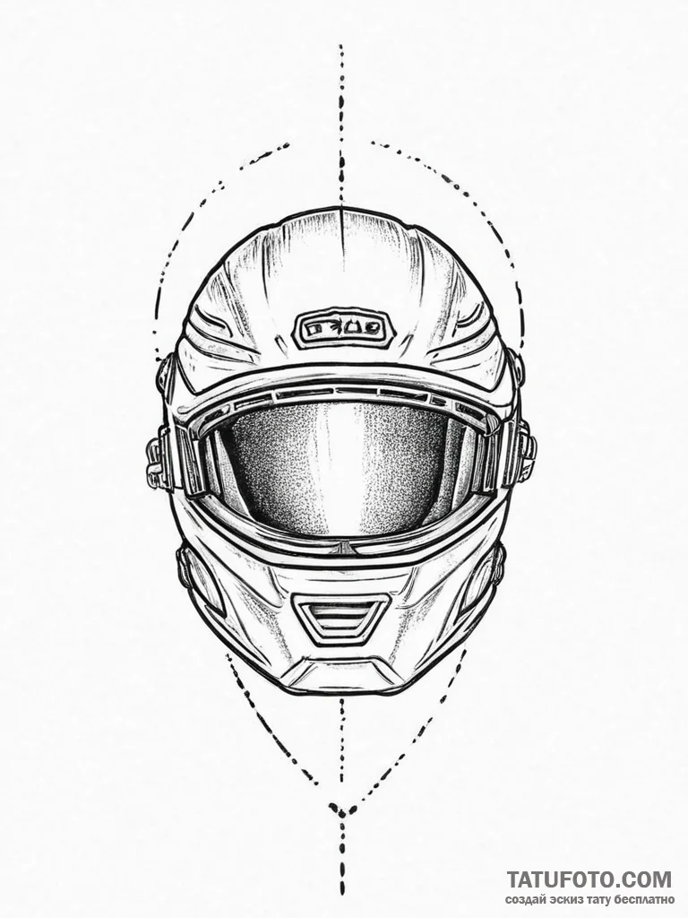 Tattoo sketch helmet, tattoo line art, on a c... - эскиз тату (№1756034389_0, 24.08.2025 11:19) — Tatufoto.com
