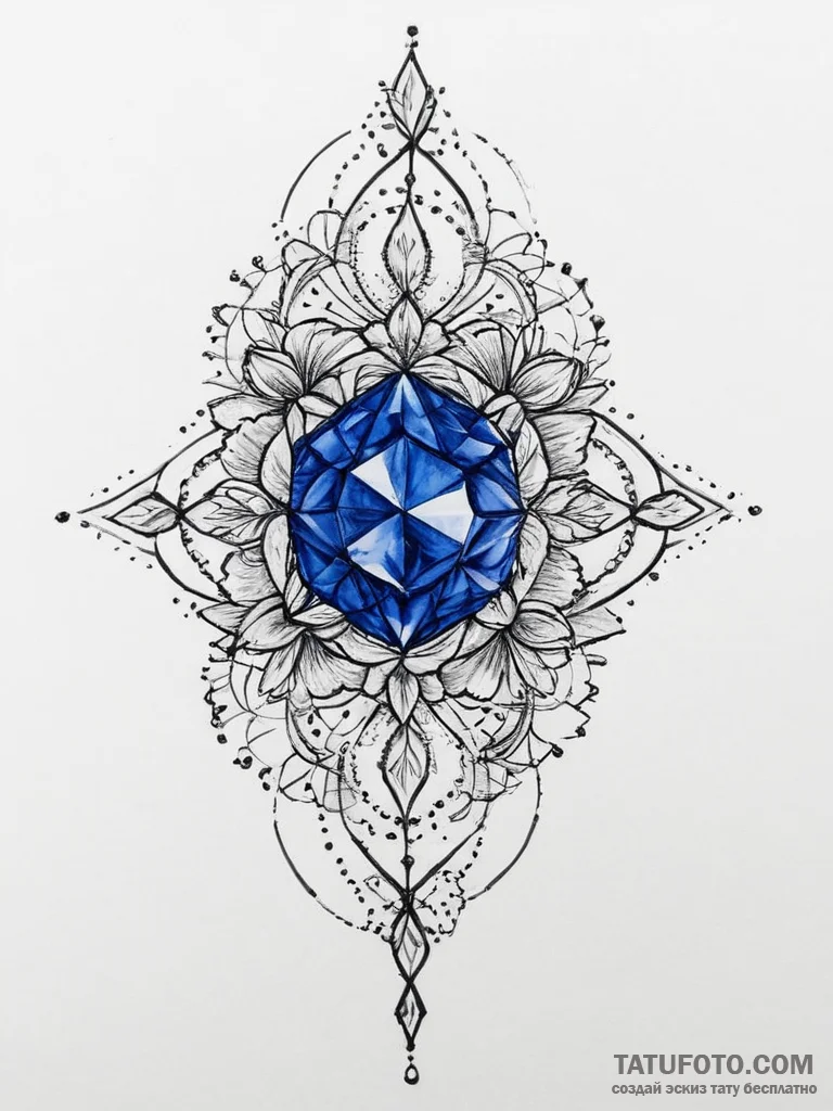 Tattoo sketch sapphire - эскиз тату (№1756035584_0, 24.08.2025 11:39) — Tatufoto.com