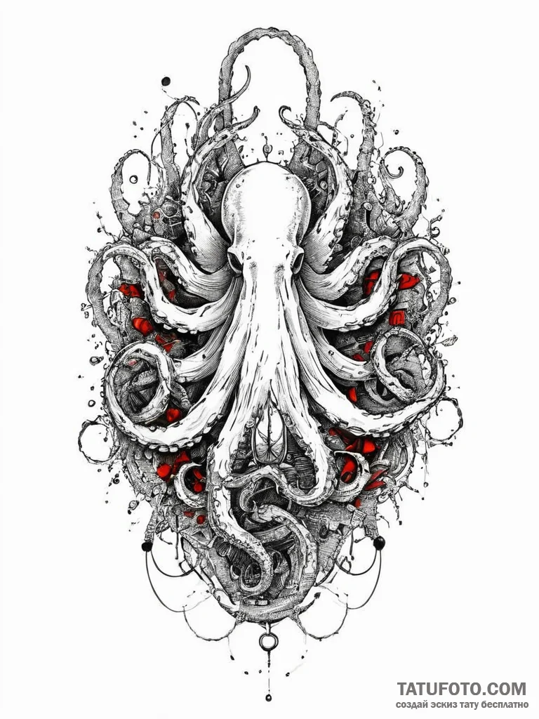 Tattoo sketch kraken's cove, artistic tattoo... - эскиз тату (№1756035981_0, 24.08.2025 11:46) — Tatufoto.com