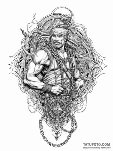 Tattoo sketch soldier with a chain, concept a... - эскиз тату (№1756036575_0, 24.08.2025 11:56) — Tatufoto.com