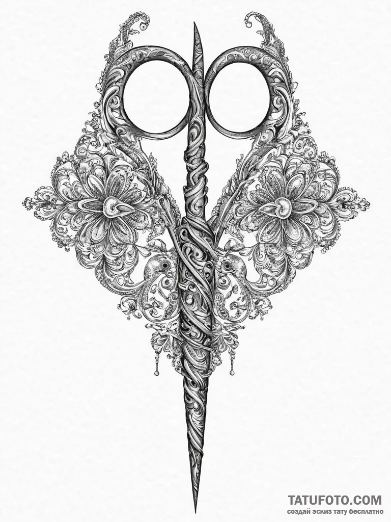 Tattoo sketch scissors, concept art for tatto... - эскиз тату (№1756040156_0, 24.08.2025 12:55) — Tatufoto.com