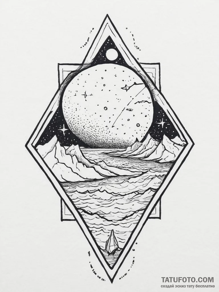 Tattoo sketch cosmic tide, tattoo sketch desi... - эскиз тату (№1756041135_0, 24.08.2025 13:12) — Tatufoto.com