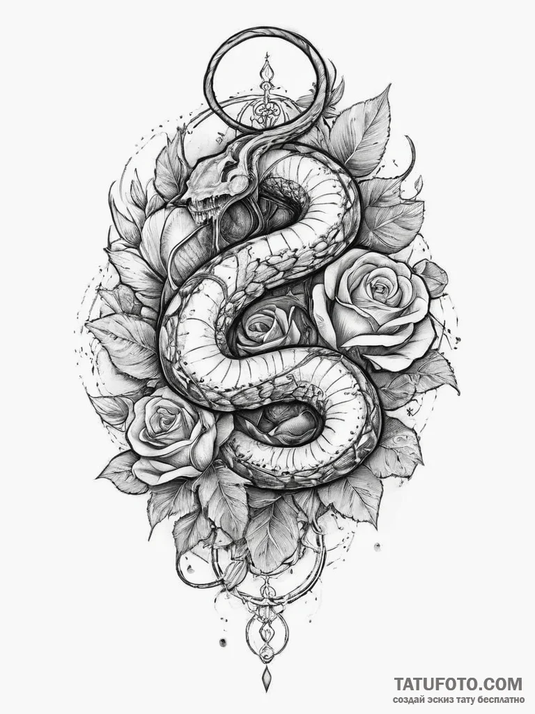 Tattoo sketch rattlesnake, artistic tattoo sk... - эскиз тату (№1756042125_0, 24.08.2025 13:28) — Tatufoto.com
