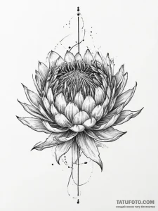 Tattoo sketch pincushion protea, tattoo drawi... - эскиз тату (№1756042319_0, 24.08.2025 13:31) — Tatufoto.com