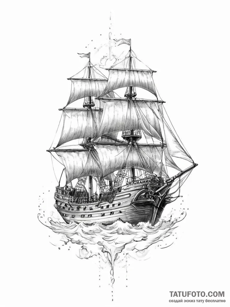 Tattoo sketch ship - эскиз тату (№1756042906_0, 24.08.2025 13:41) — Tatufoto.com