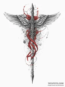 Tattoo sketch valkyrie spear, artistic tattoo... - эскиз тату (№1756044907_0, 24.08.2025 14:15) — Tatufoto.com