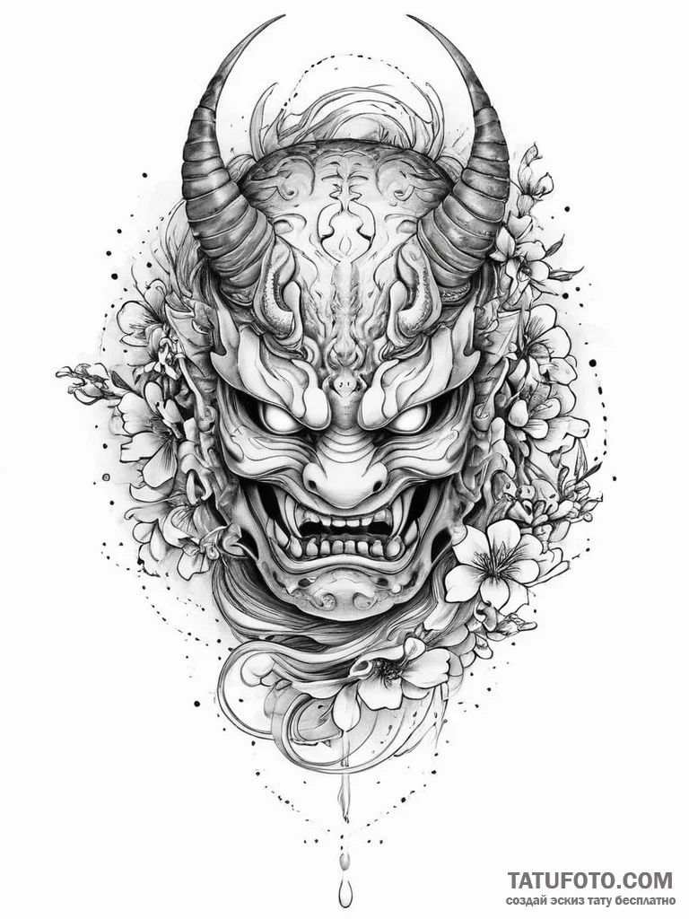 Tattoo sketch узор в виде самурайского шлема,... - эскиз тату (№1756045297_0, 24.08.2025 14:21) — Tatufoto.com