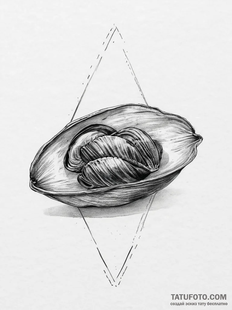 Tattoo sketch mussel - эскиз тату (№1756045494_0, 24.08.2025 14:24) — Tatufoto.com