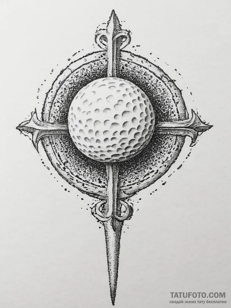 Tattoo sketch golf golf club and ball, concep... - эскиз тату (№1756045687_0, 24.08.2025 14:28) — Tatufoto.com