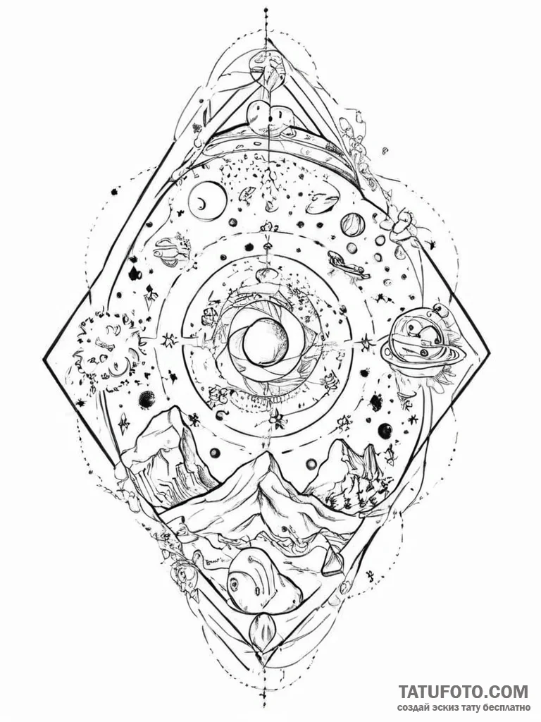 Tattoo sketch cosmic fable - эскиз тату (№1756046276_0, 24.08.2025 14:37) — Tatufoto.com