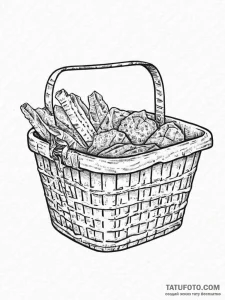 Tattoo sketch laundry basket, concept art for... - эскиз тату (№1756047066_0, 24.08.2025 14:51) — Tatufoto.com