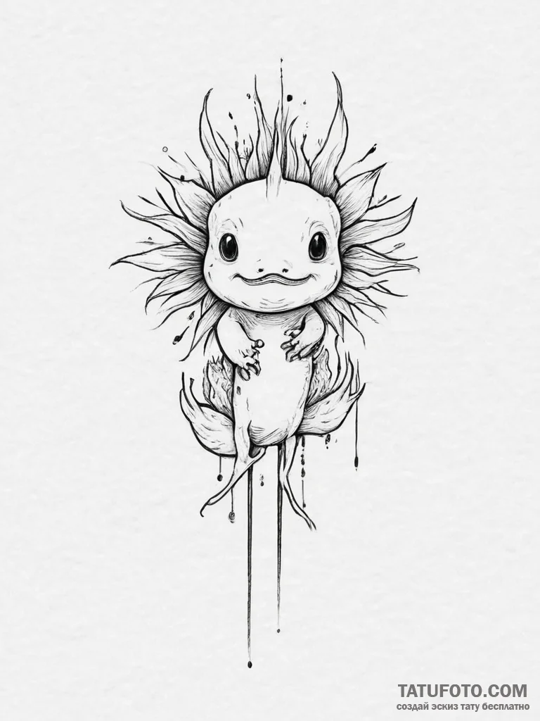 Tattoo sketch axolotl - эскиз тату (№1756047458_0, 24.08.2025 14:57) — Tatufoto.com