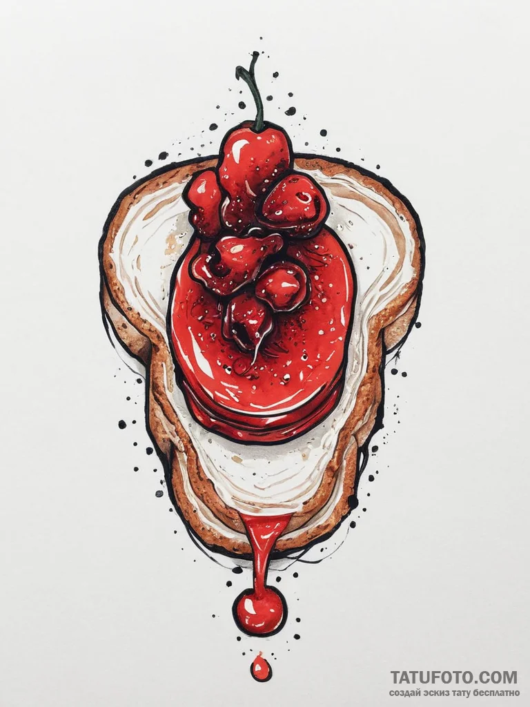 Tattoo sketch toast with jam, artistic tattoo... - эскиз тату (№1756049372_0, 24.08.2025 15:29) — Tatufoto.com