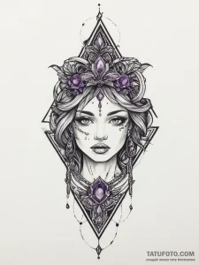 Tattoo sketch amethyst, tattoo line art, clea... - эскиз тату (№1756050574_0, 24.08.2025 15:49) — Tatufoto.com