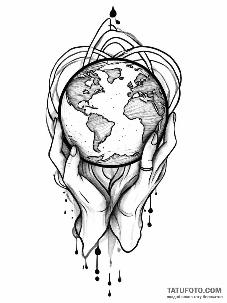 Tattoo sketch earth, tattoo flash sheet desig... - эскиз тату (№1756051560_0, 24.08.2025 16:06) — Tatufoto.com