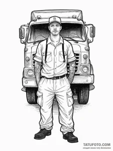 Tattoo sketch trash collector a person with a... - эскиз тату (№1756051952_0, 24.08.2025 16:12) — Tatufoto.com