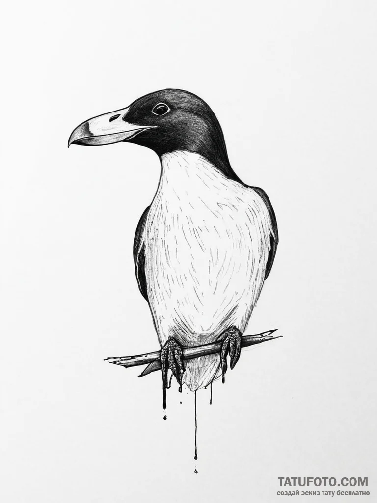 Tattoo sketch razorbill - эскиз тату (№1756052147_0, 24.08.2025 16:15) — Tatufoto.com