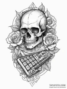 Tattoo sketch accountant a person with a calc... - эскиз тату (№1756053132_0, 24.08.2025 16:32) — Tatufoto.com