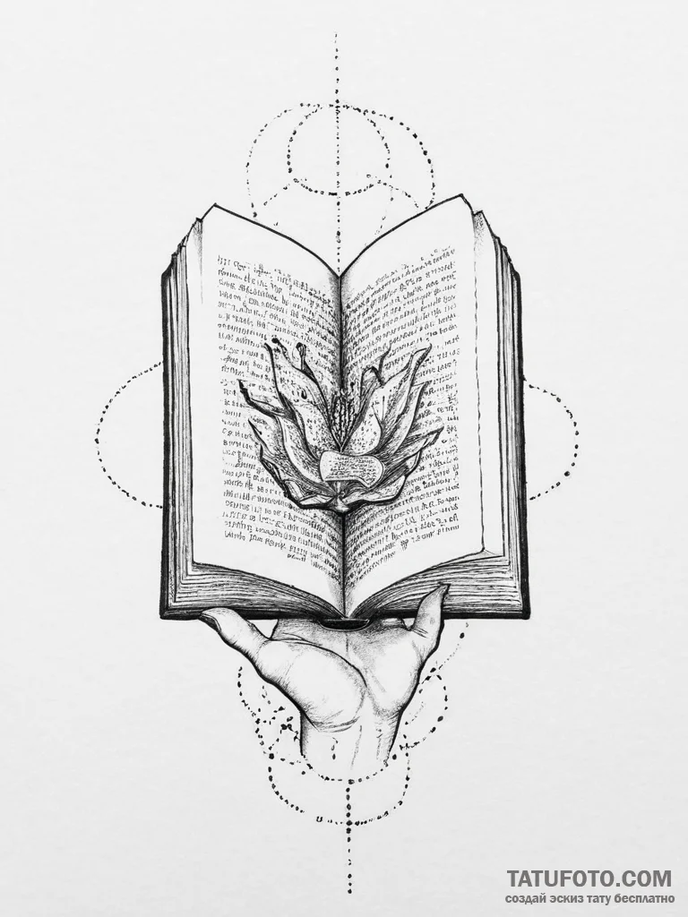 Tattoo sketch hands with a book, tattoo drawi... - эскиз тату (№1756053328_0, 24.08.2025 16:35) — Tatufoto.com