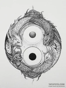 Tattoo sketch yin and yang with dragons, tatt... - эскиз тату (№1756055282_0, 24.08.2025 17:08) — Tatufoto.com