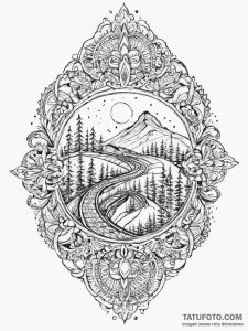 Tattoo sketch sacred road, tattoo drawing out... - эскиз тату (№1756056064_0, 24.08.2025 17:21) — Tatufoto.com