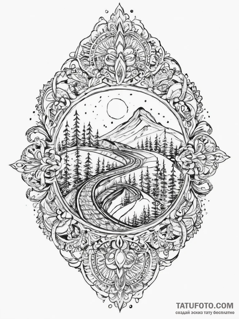 Tattoo sketch sacred road, tattoo drawing out... - эскиз тату (№1756056064_0, 24.08.2025 17:21) — Tatufoto.com