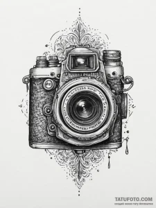 Tattoo sketch photographer vintage camera, ta... - эскиз тату (№1756056650_0, 24.08.2025 17:30) — Tatufoto.com